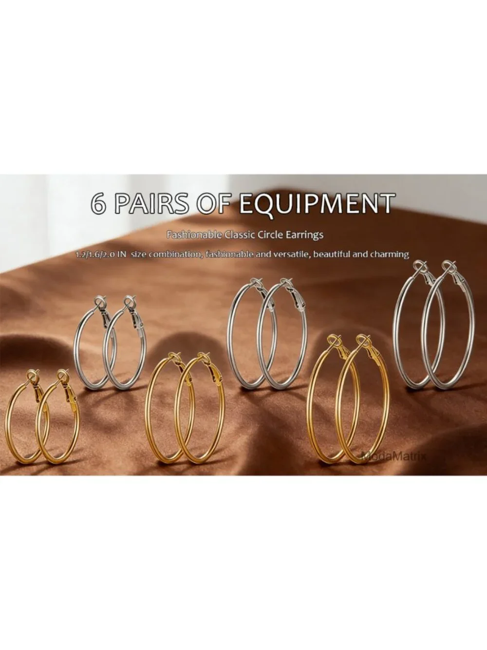 6 Pairs Gold Silver Hoop Earrings Set - 14K Gold Plated 316 Stainless Steel